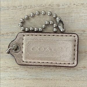 Coach Cream Keychain with Silver Chain Medium